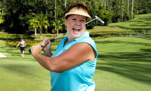 Central Coast golfer Dianne George warms up for the 15th annual QantasLink Ladies Amateur Classic held at Bonville Golf Resort. Central Coast golfer Dianne George warms up for the 15th annual QantasLink Ladies Amateur Classic held at Bonville Golf Resort.